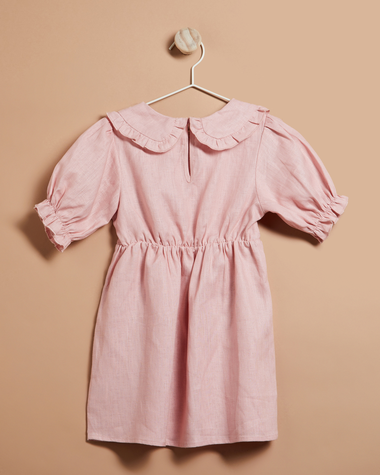 Ruffle Collar Linen Dress - Kids-Teens