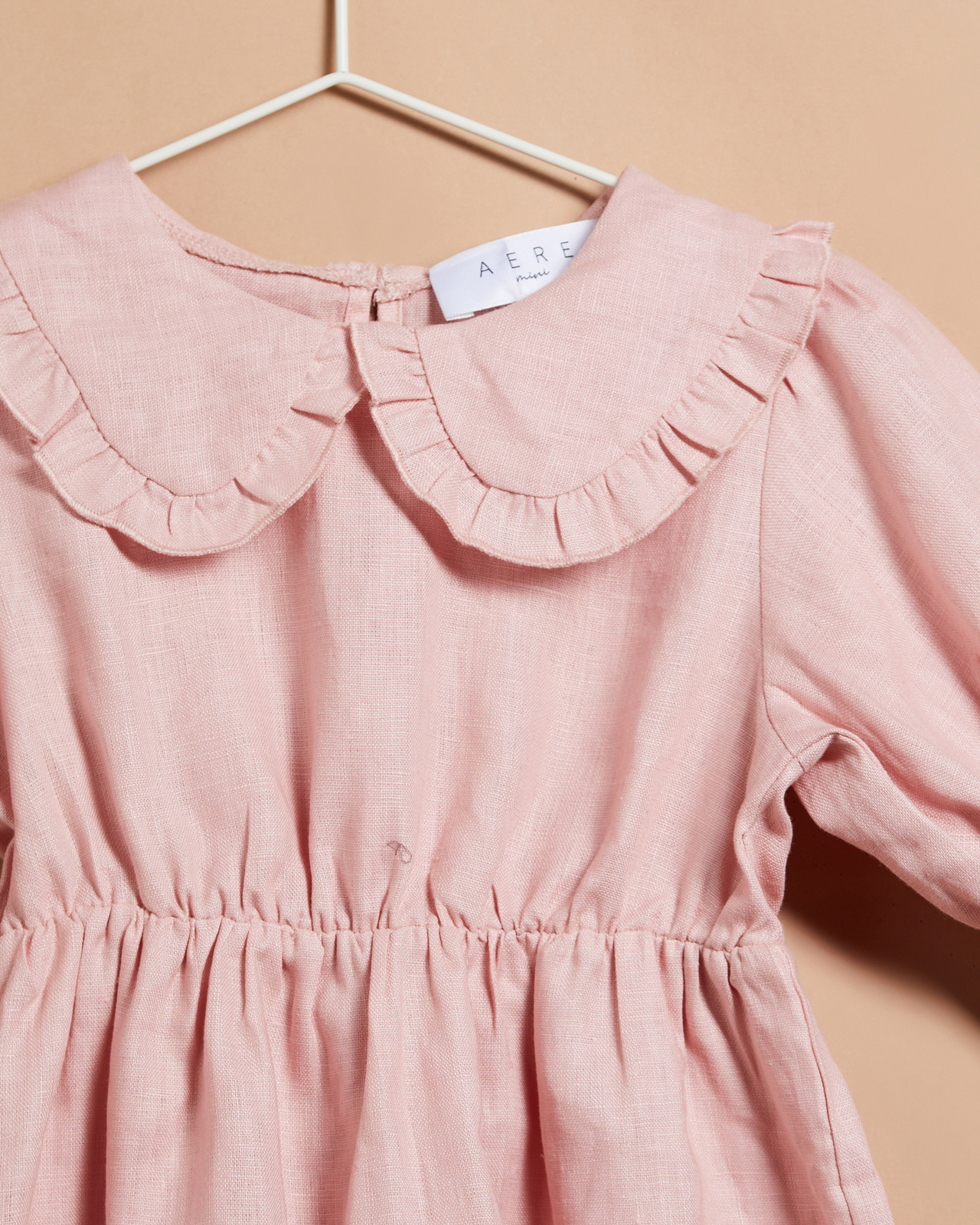 Ruffle Collar Linen Dress - Kids-Teens