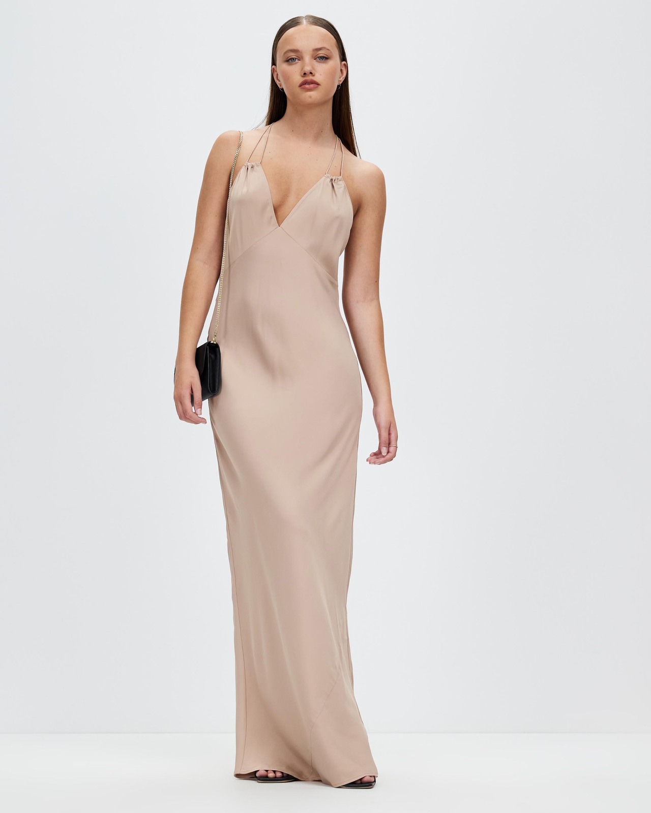 calvin klein satin maxi tank dress Calvin Klein Slim Satin Maxi Slip Dress