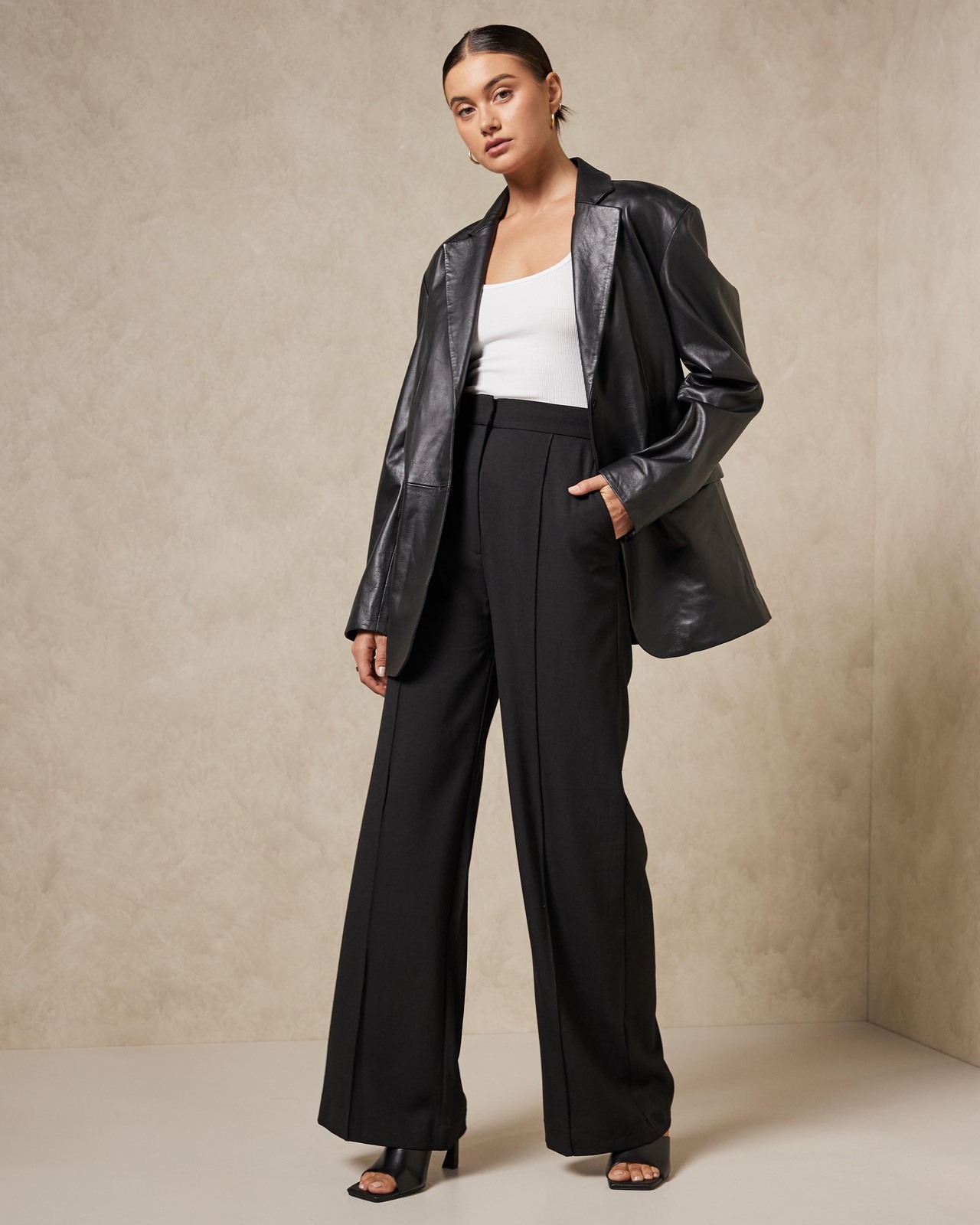 AERE Oversized Leather Blazer AirRobe