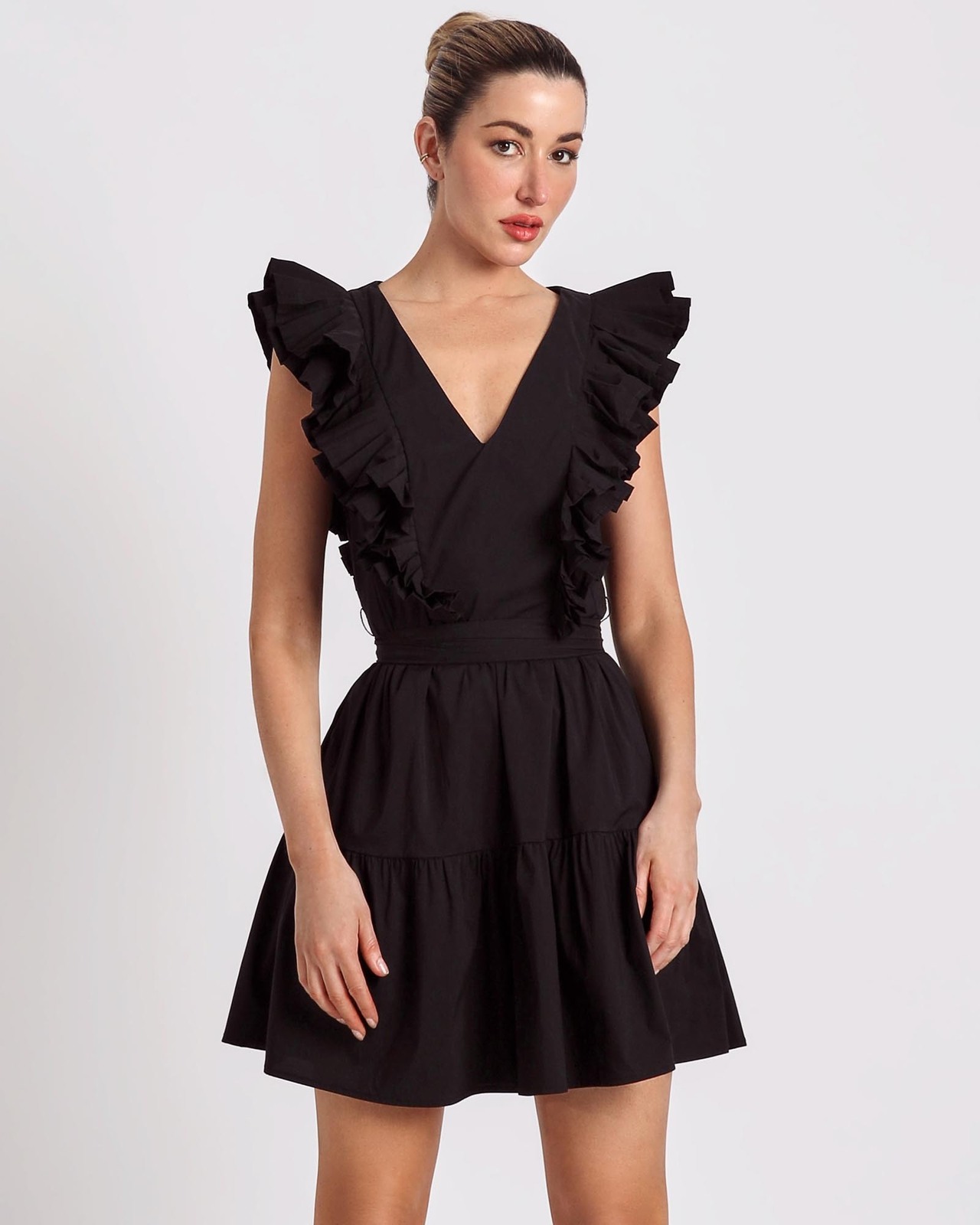 Cira Pleated Sleeve Mini Dress