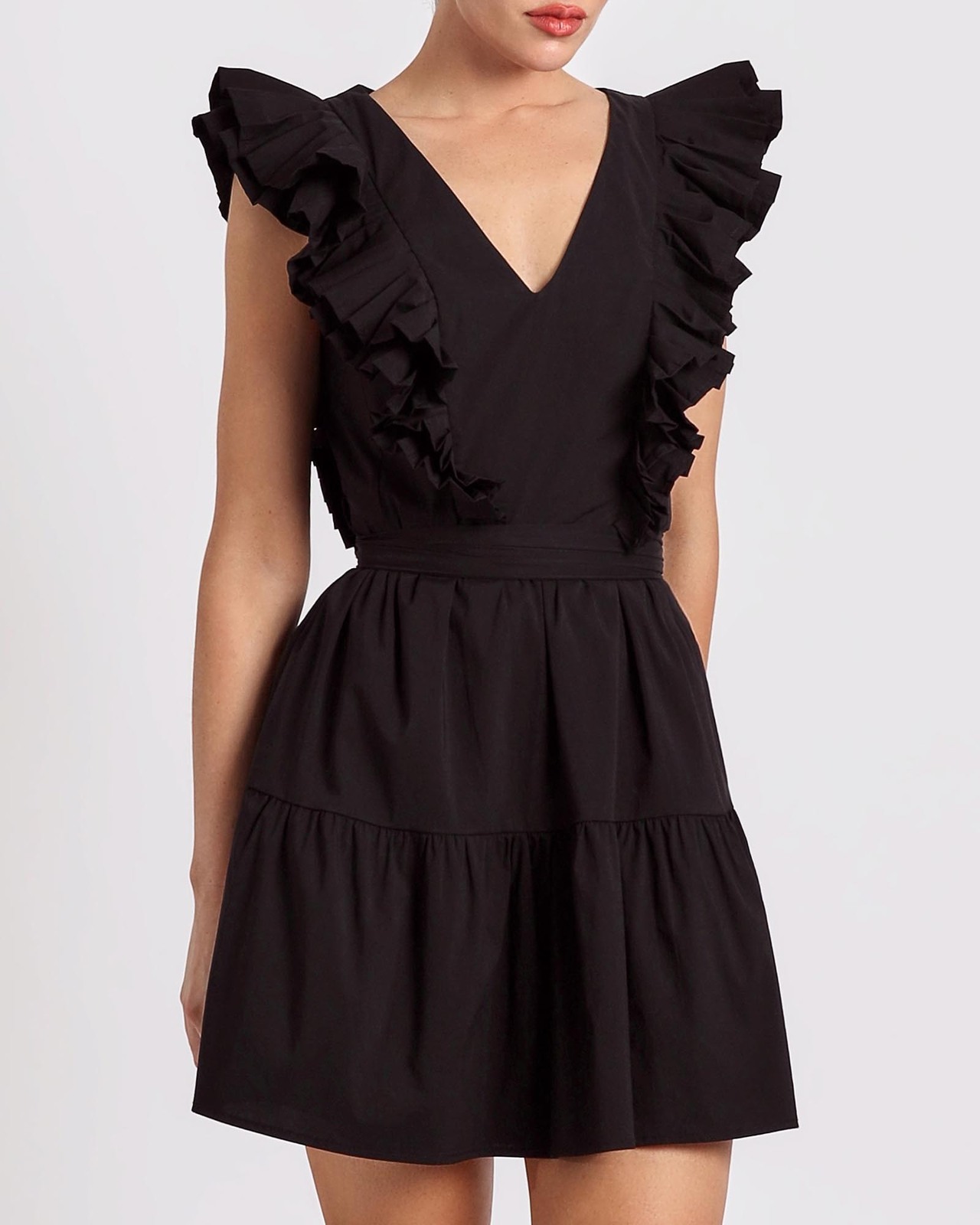 Cira Pleated Sleeve Mini Dress