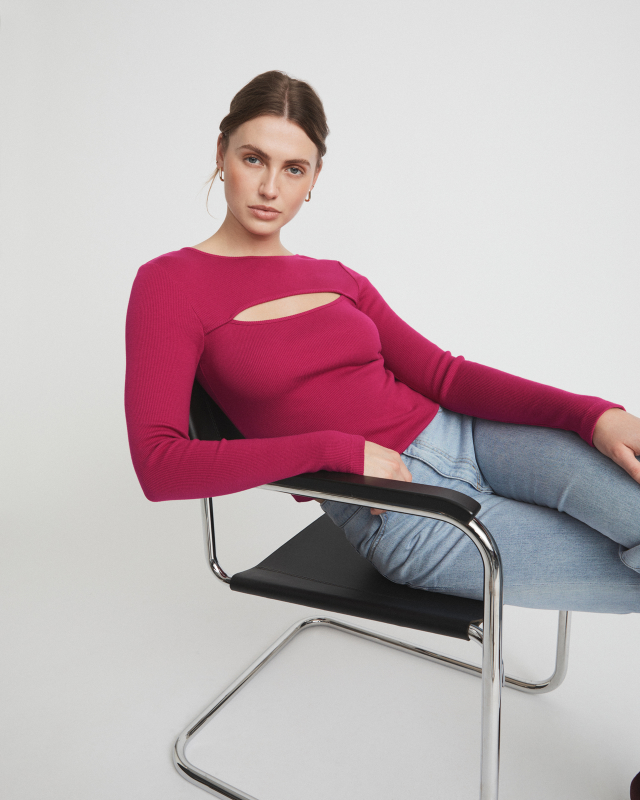 Cotton Rib Split Top