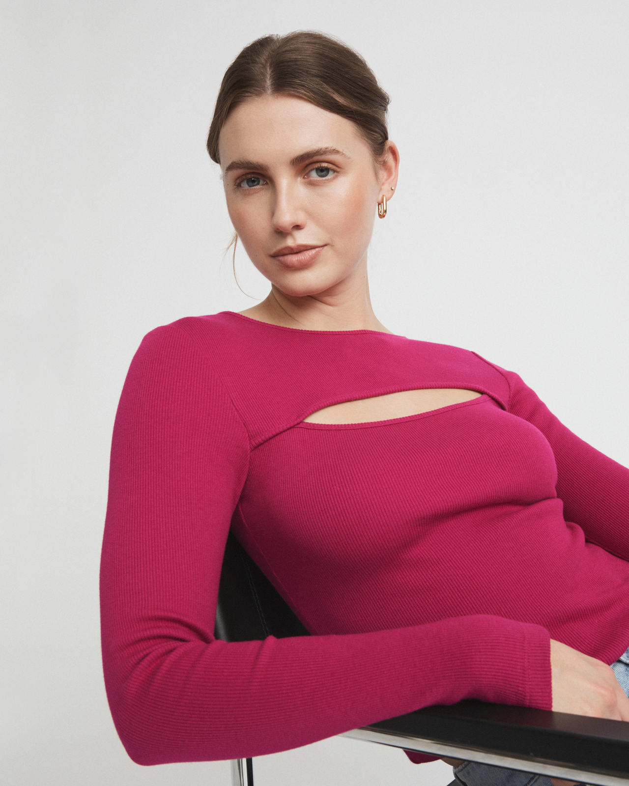 Cotton Rib Split Top