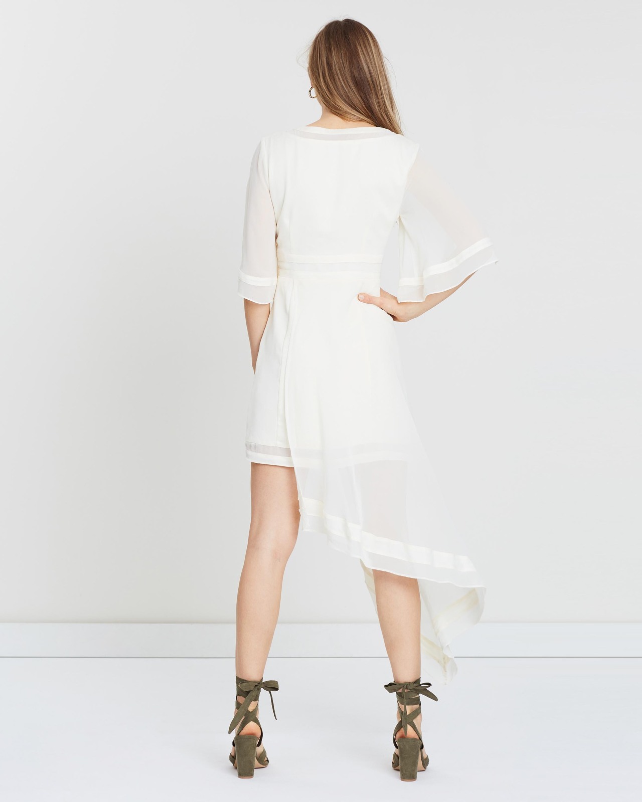 Sheer Overlay Dress with Asymmetric Hem