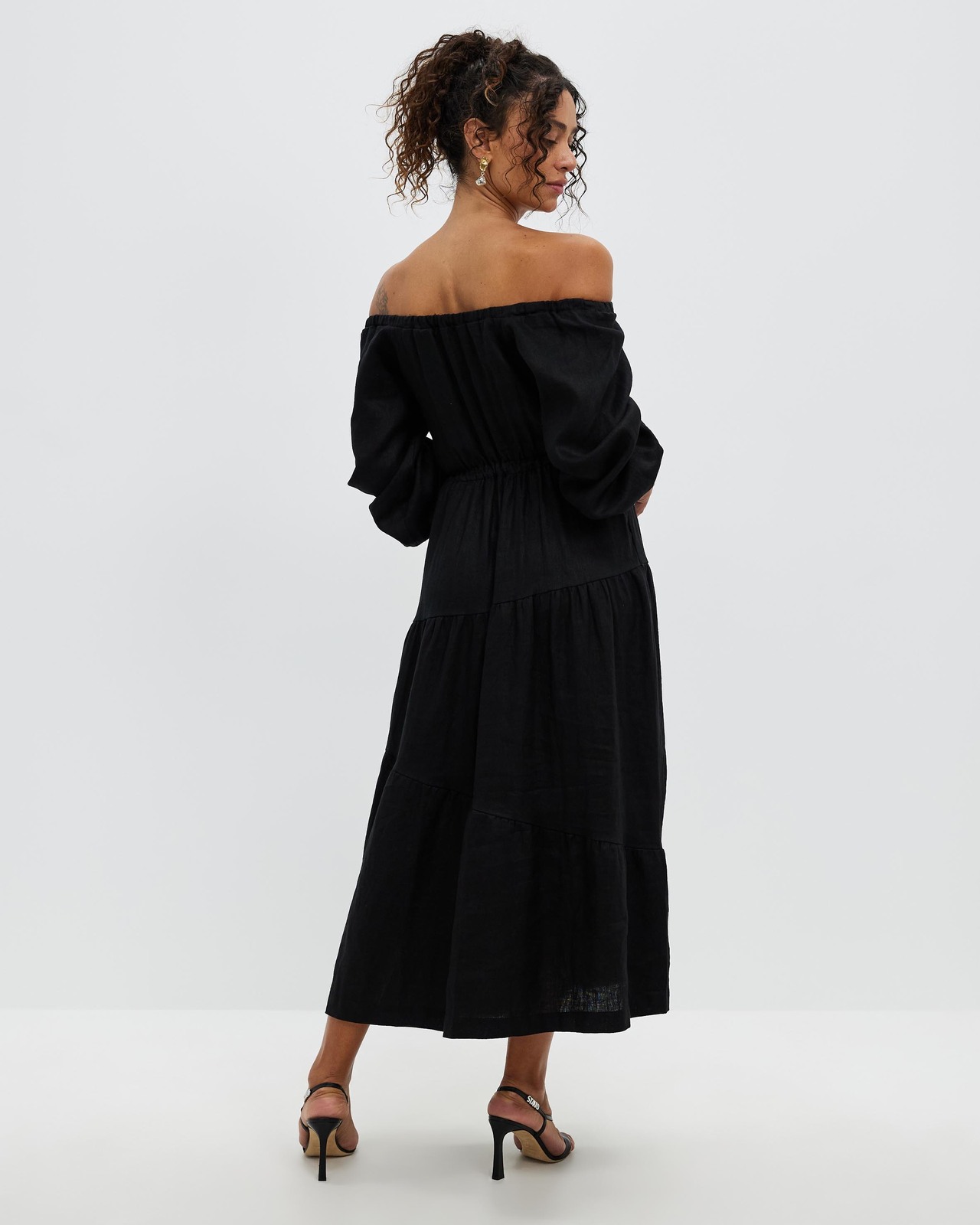 Off Shoulder Linen Maxi Dress
