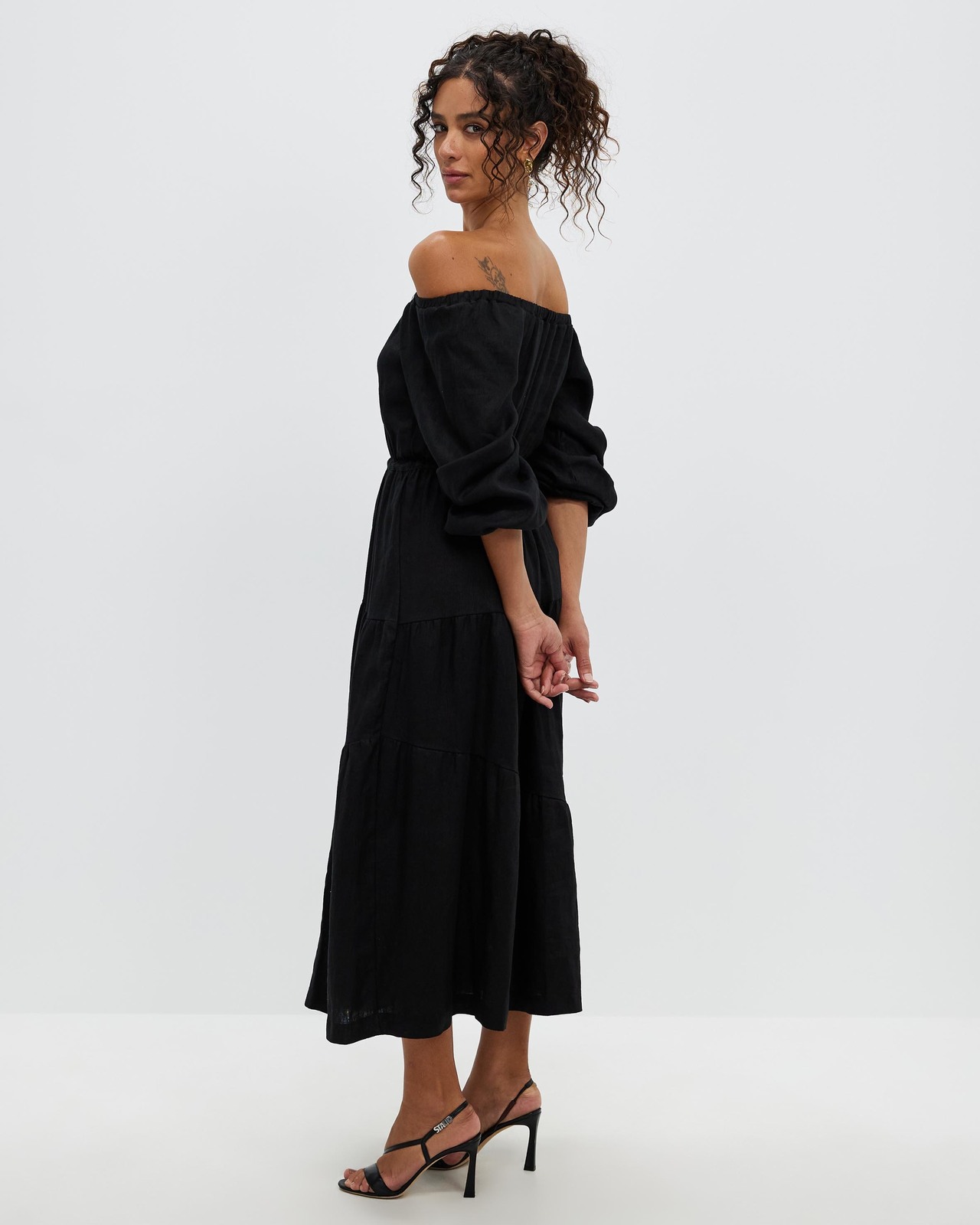 Off Shoulder Linen Maxi Dress