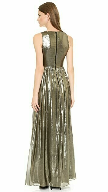 Pleated Bronze Maxi Dress