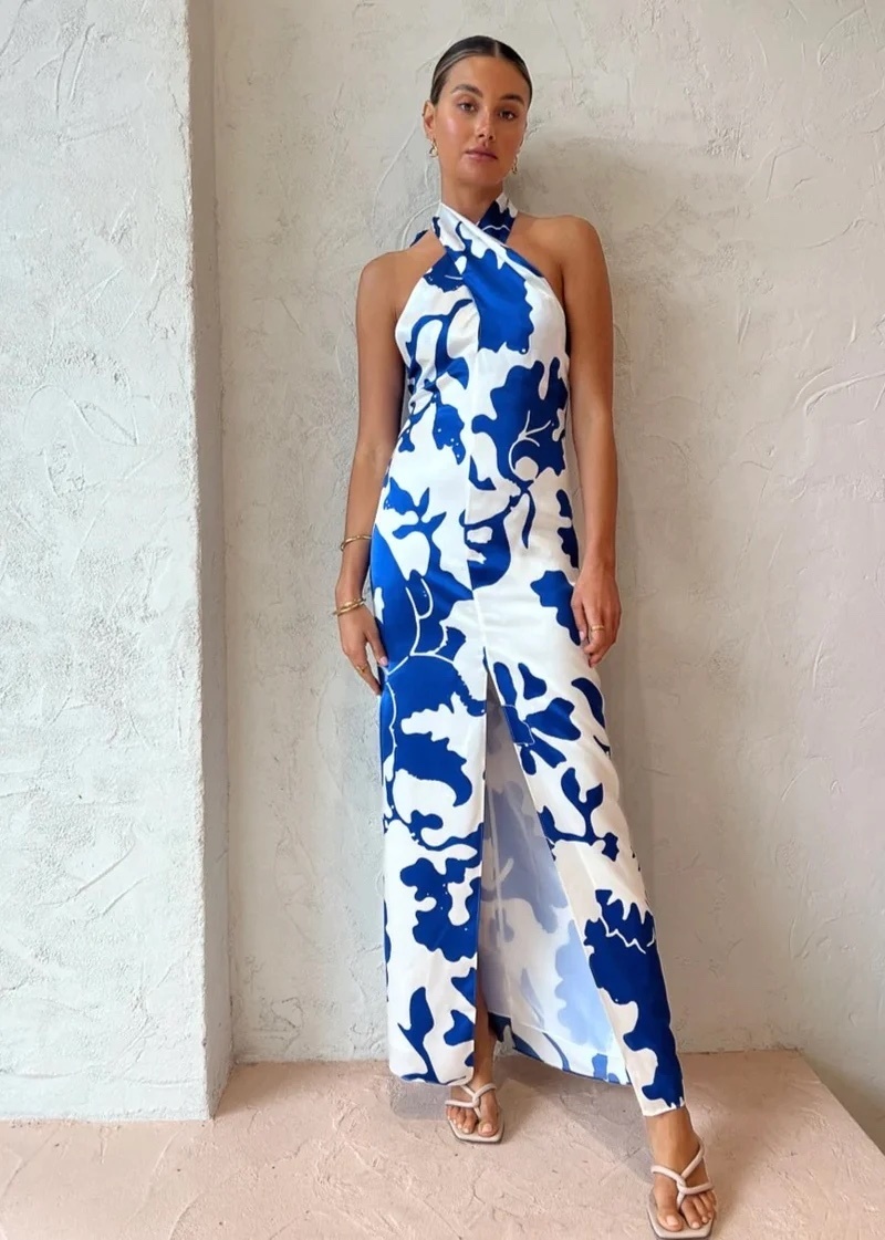 slim fit dress slacks Esme Halter Dress
