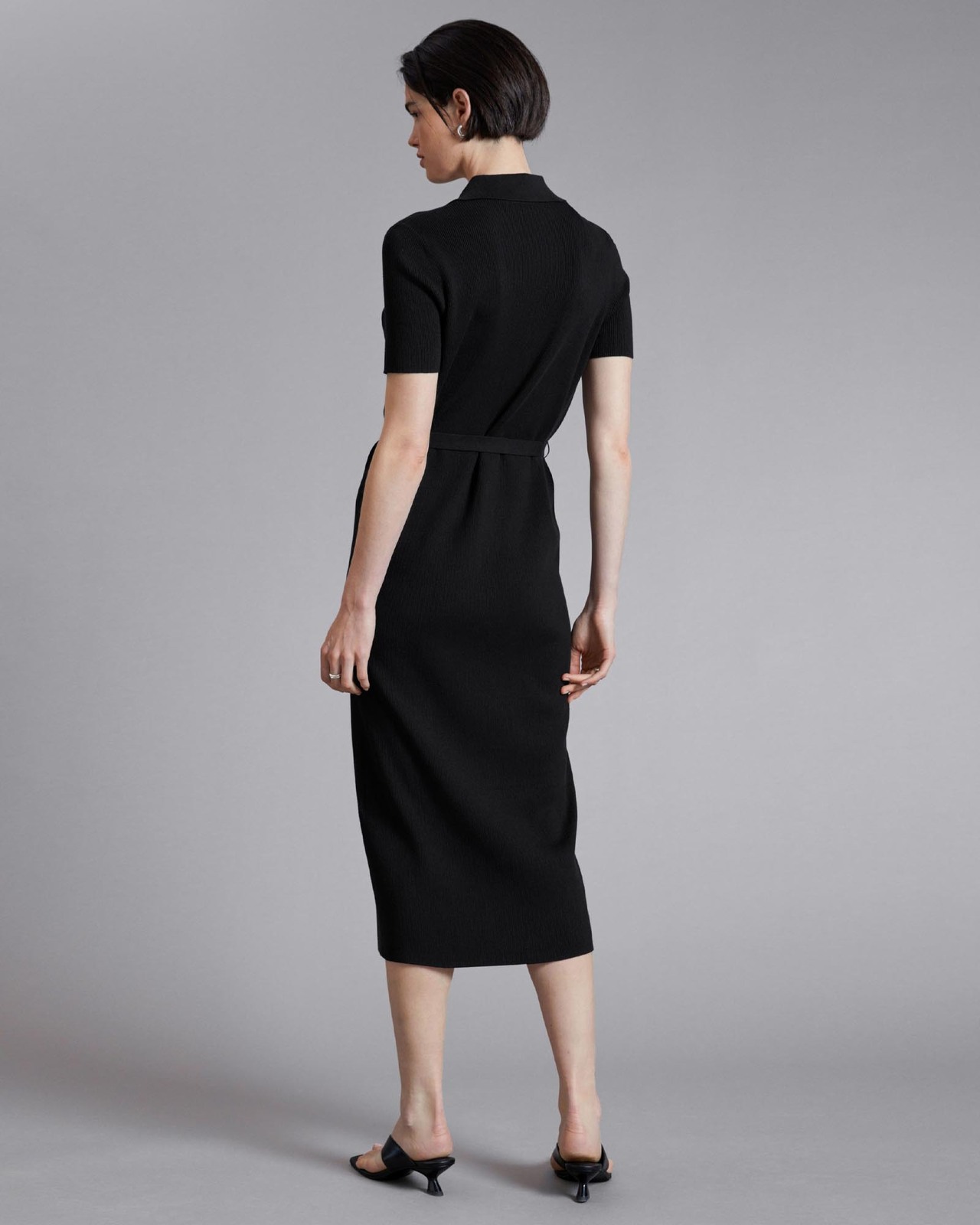 Fitted Midi Buttoned Shirt Dress