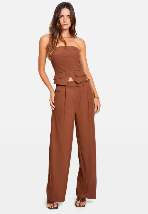 CHOSEN by Tuchuzy LOW RISE TAILORED PANTS CHOCOLATE BROWN AirRobe