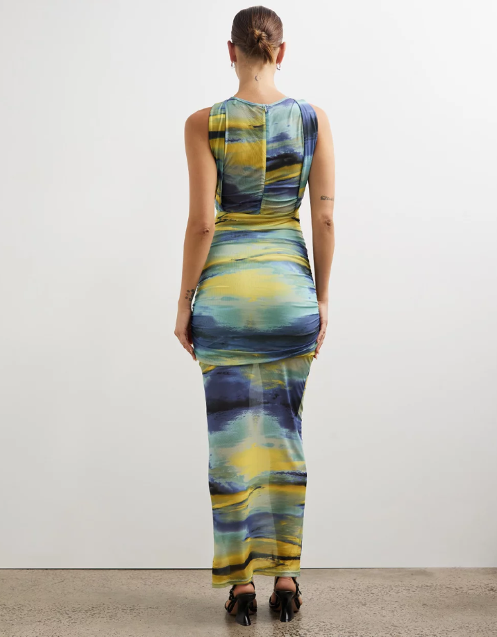 Seaside Mesh Layered Maxi Dress