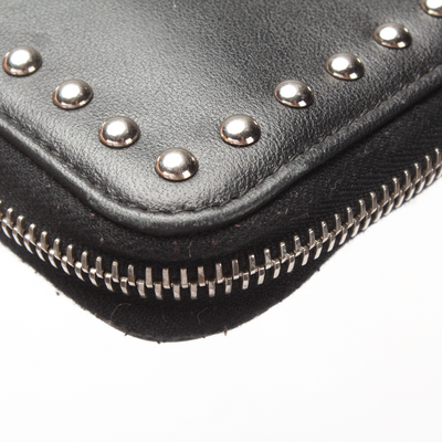 【関税&送料込】Prada Studded Leather French Wallet PRADA Long Wallet Black Saffiano Leather studded Limited