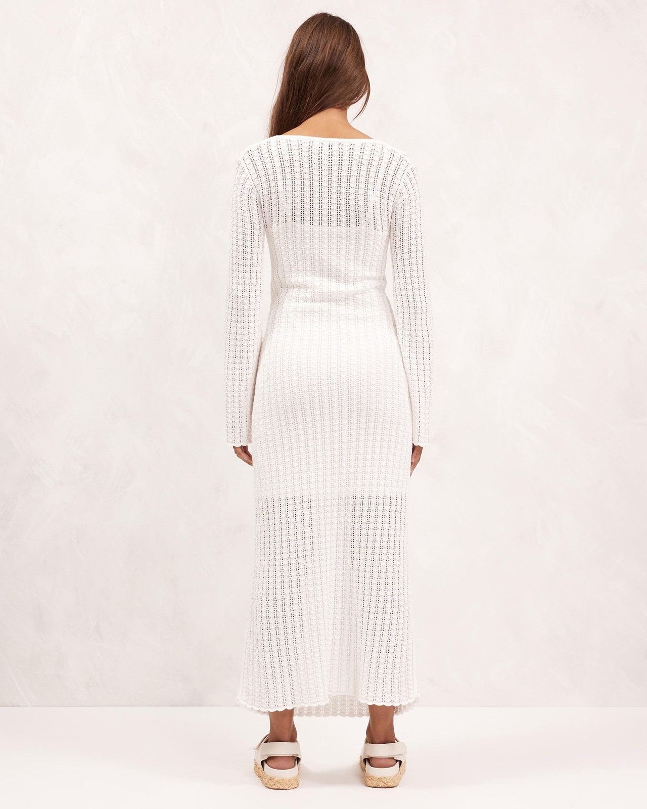 AERE Long Sleeve Crochet Dress AirRobe