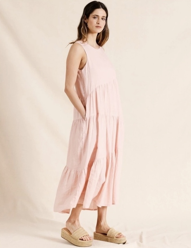 chinese dress ladies Piper Blue & Pink Linen Dress 4
