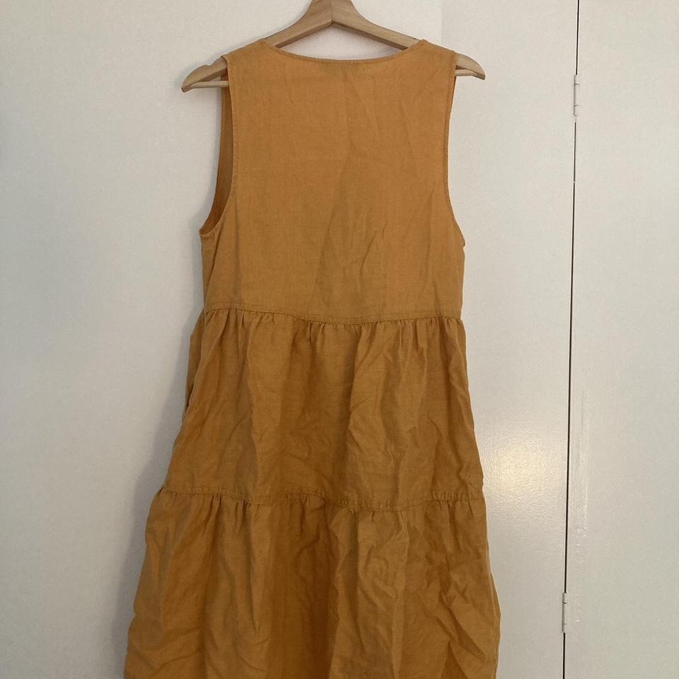 Size XS Mustard Lila Linen Sleeveless Tiered Dress