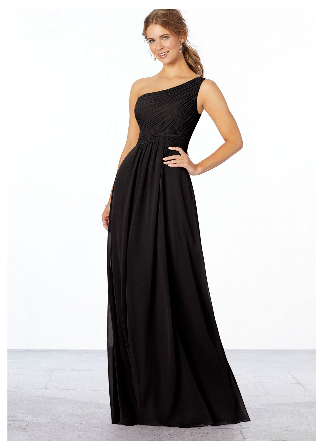 One-Shoulder Chiffon Bridesmaid Formal Dress