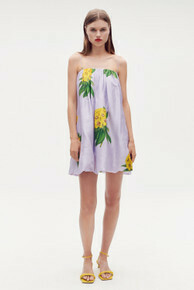 Golden Posie Print Mini Dress Lilac