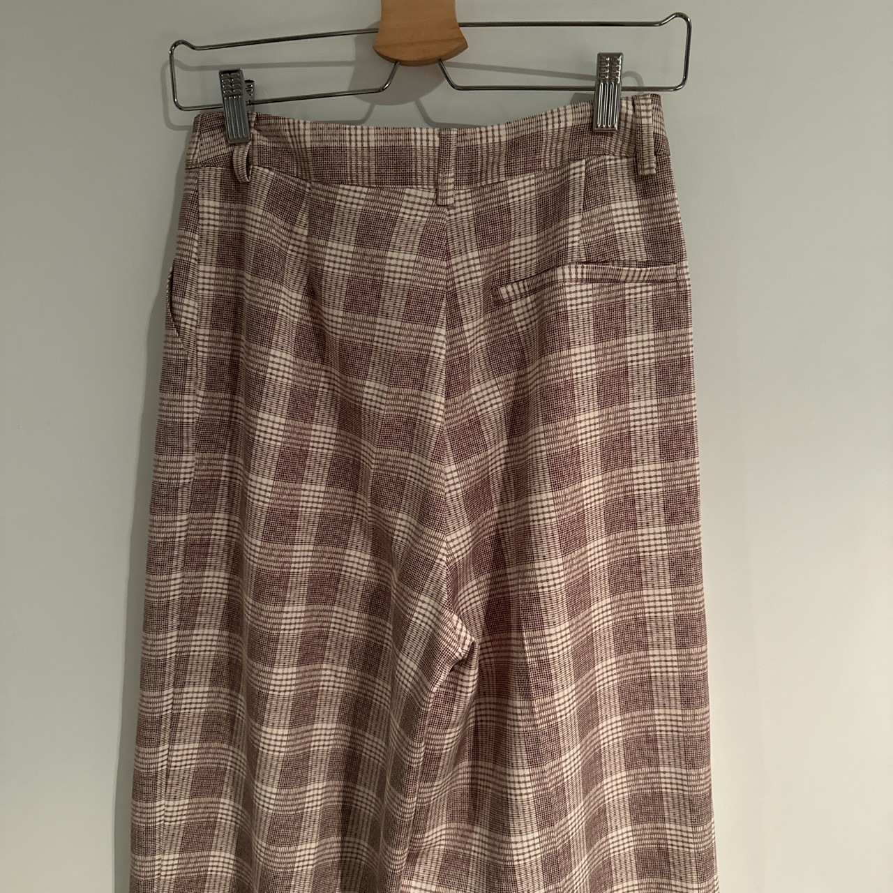 Beige Plaid Suit Pants