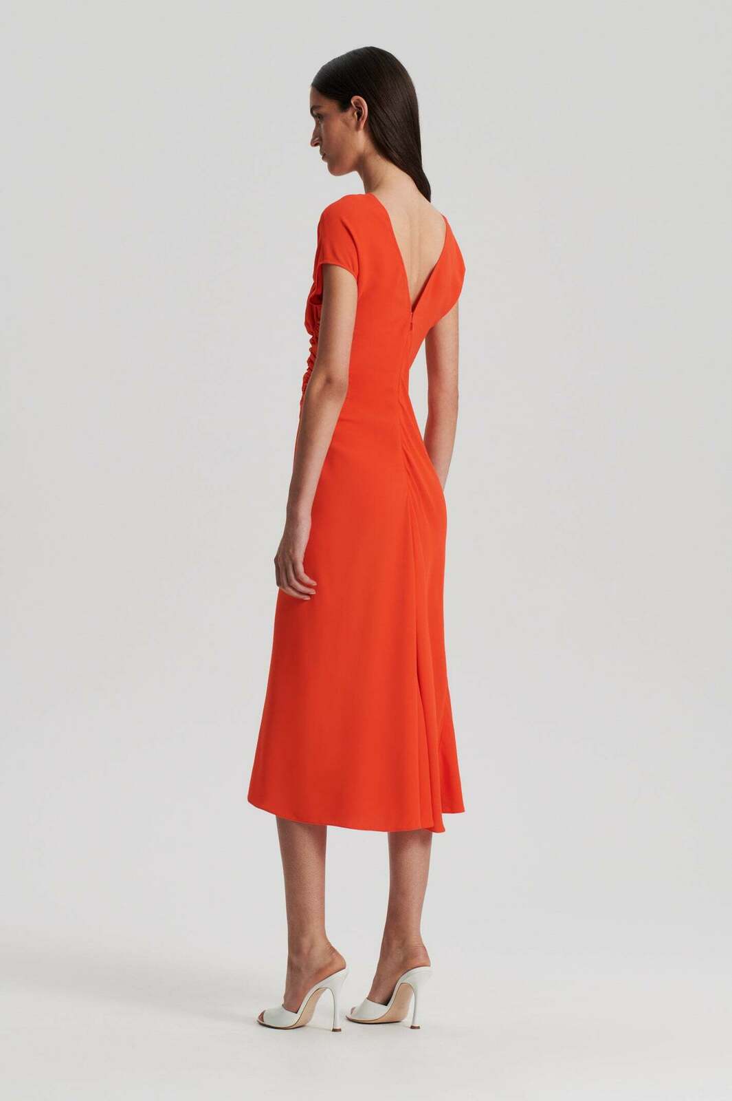 size 6 GATHERED DRAPE DRESS Tangelo