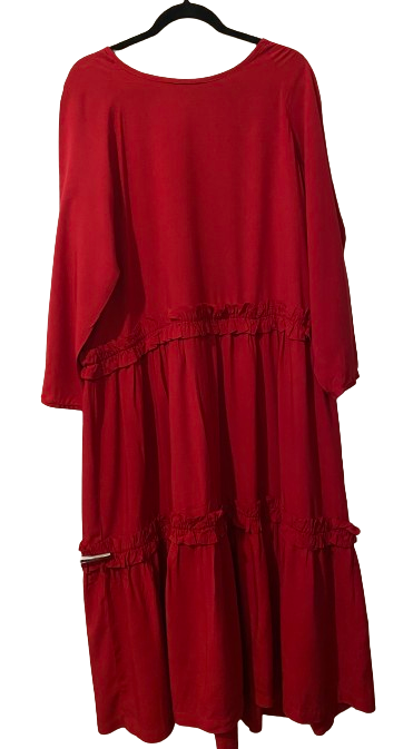 open lace back dress Kristyn Long Sleeve Midi Dress - Red main image 1