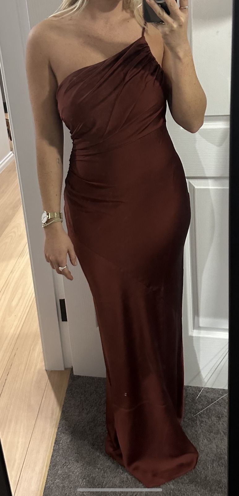 Shona Joy Luxe Asymmetric Gathered Maxi Dress
