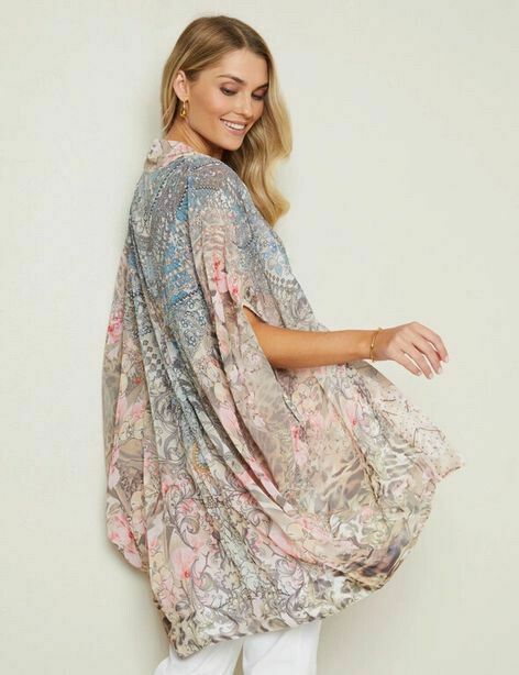 Hotfix Print Embellished Sheer Kaftan & Cami Matching Set NWT