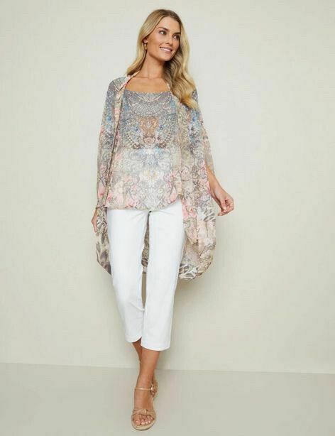 Hotfix Print Embellished Sheer Kaftan & Cami Matching Set NWT