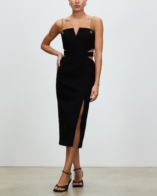 ◆関税込◆【REBECCA VALLANCEC】Antonella cutout midi dress Antonella cutout crêpe midi dress in blue - Rebecca Vallance