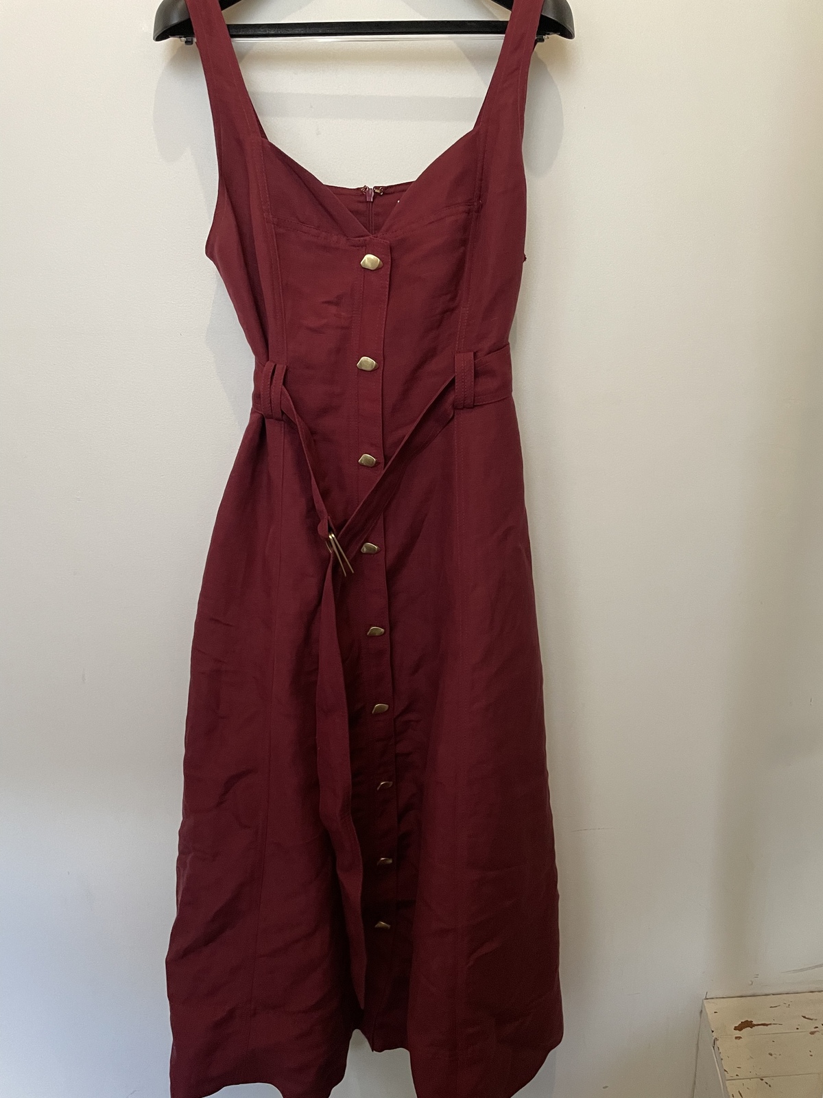 Aje. Clay Belted MIDI Dress Burgundy - AirRobe