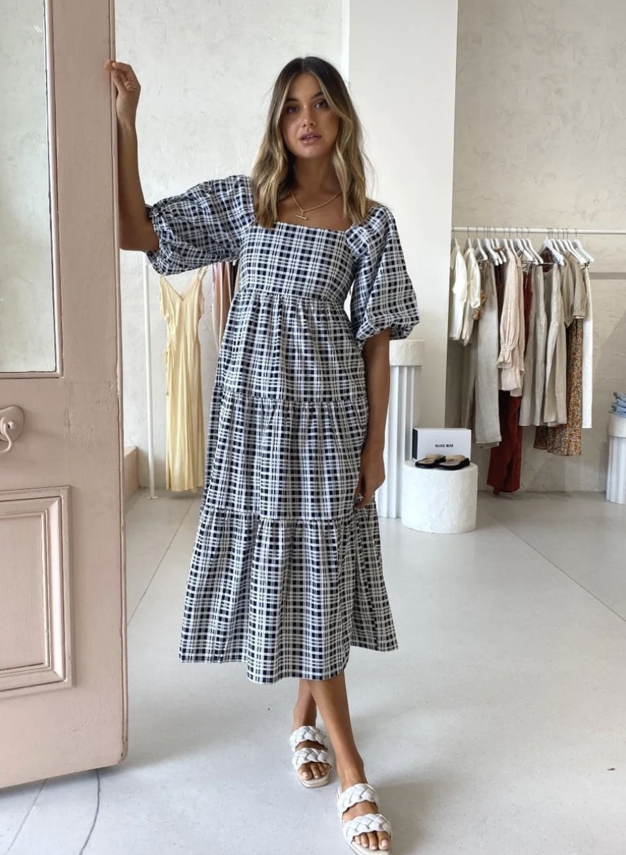 Kiona Midi Dress Milana Check Print