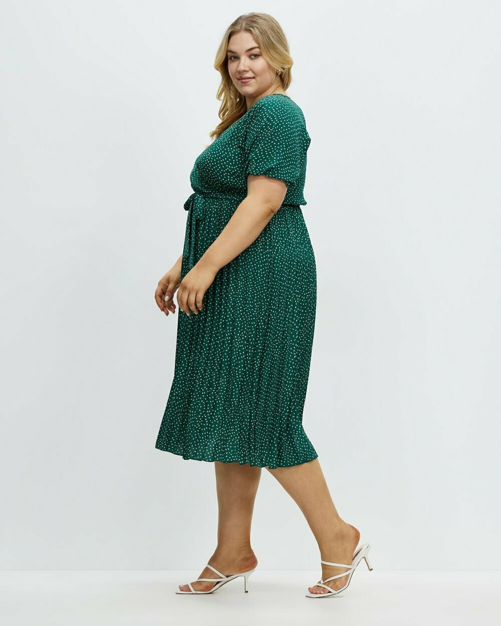 NWT Emerald with Polka Dot Print Midi-Dress-$100