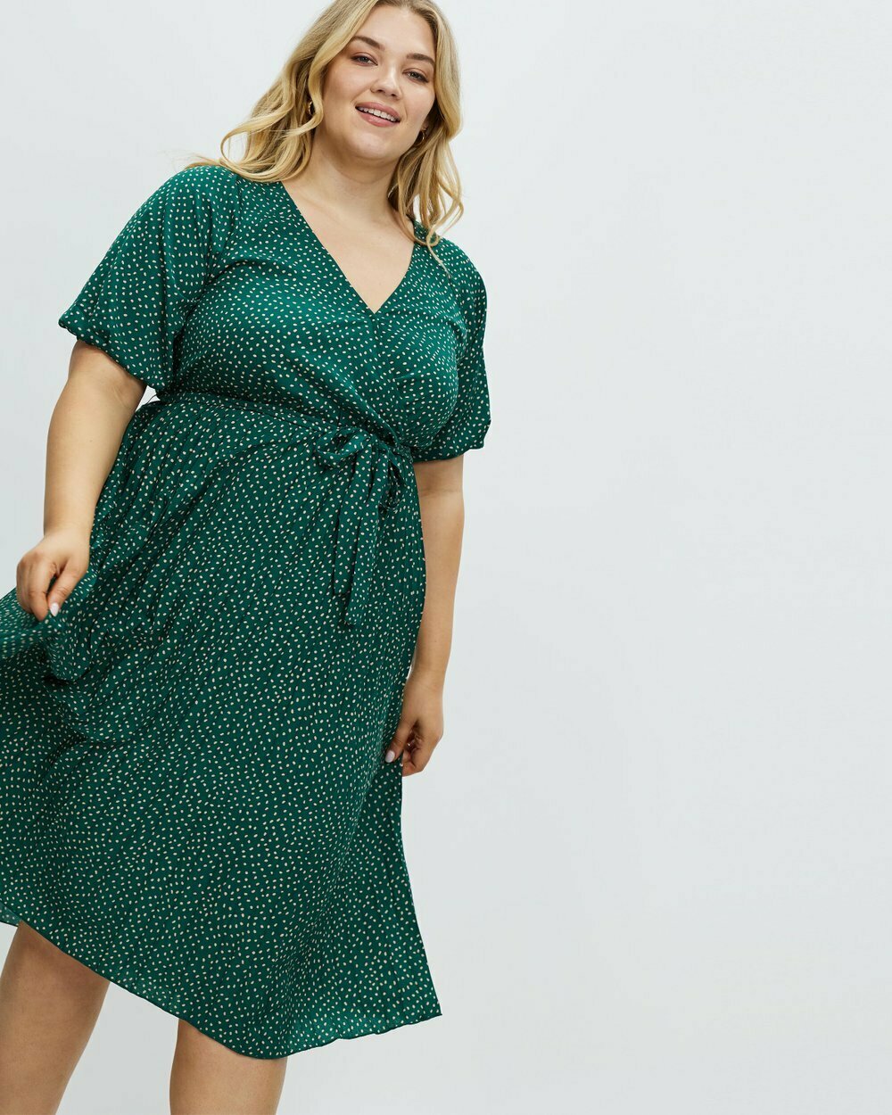 NWT Emerald with Polka Dot Print Midi-Dress-$100