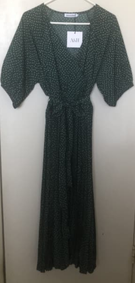 NWT Emerald with Polka Dot Print Midi-Dress-$100