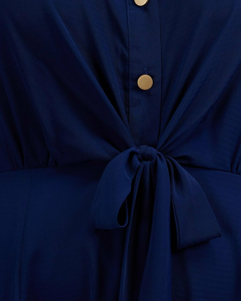 NWT Luxe Navy Shirt Midi-Dress Featuring Belted Waist Tie Accent
