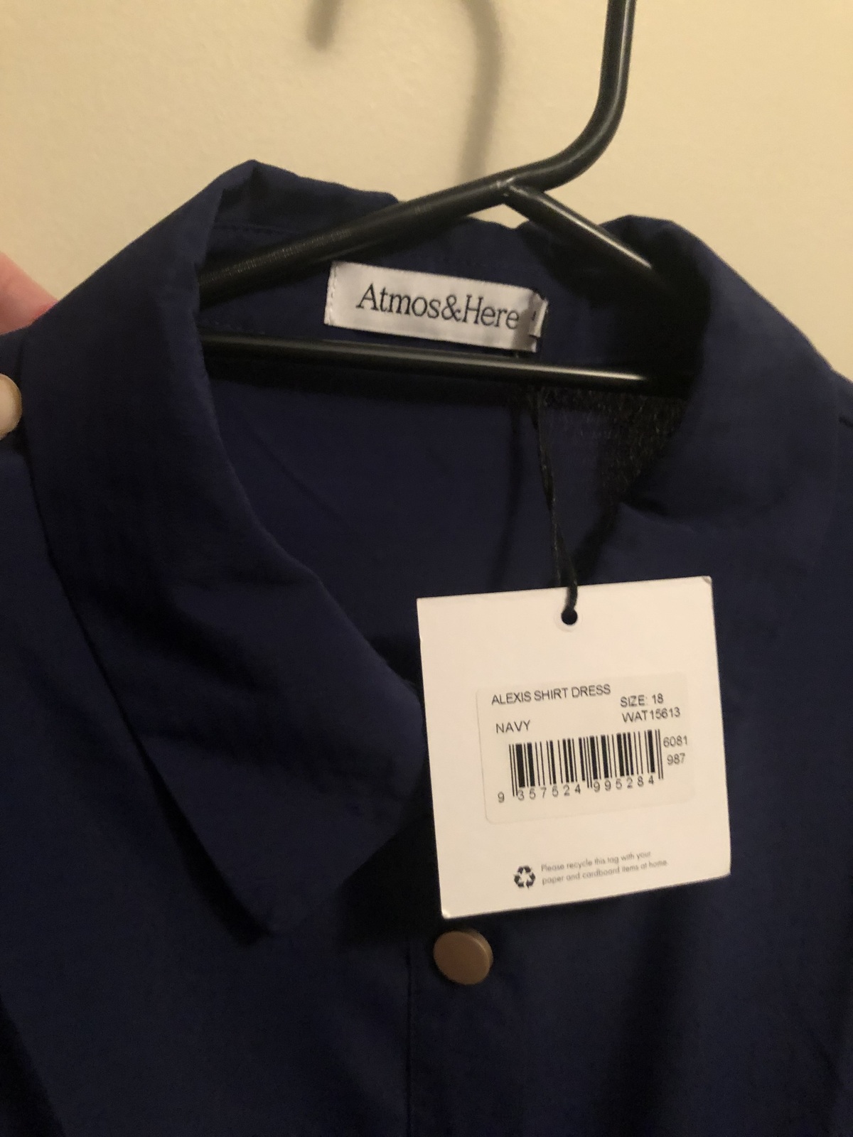 NWT Luxe Navy Shirt Midi-Dress Featuring Belted Waist Tie Accent