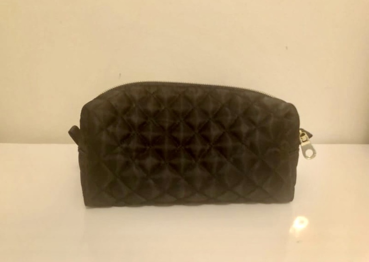 NWT Black Wide Quilted Shoulder Bag with Statement Gold Hardware