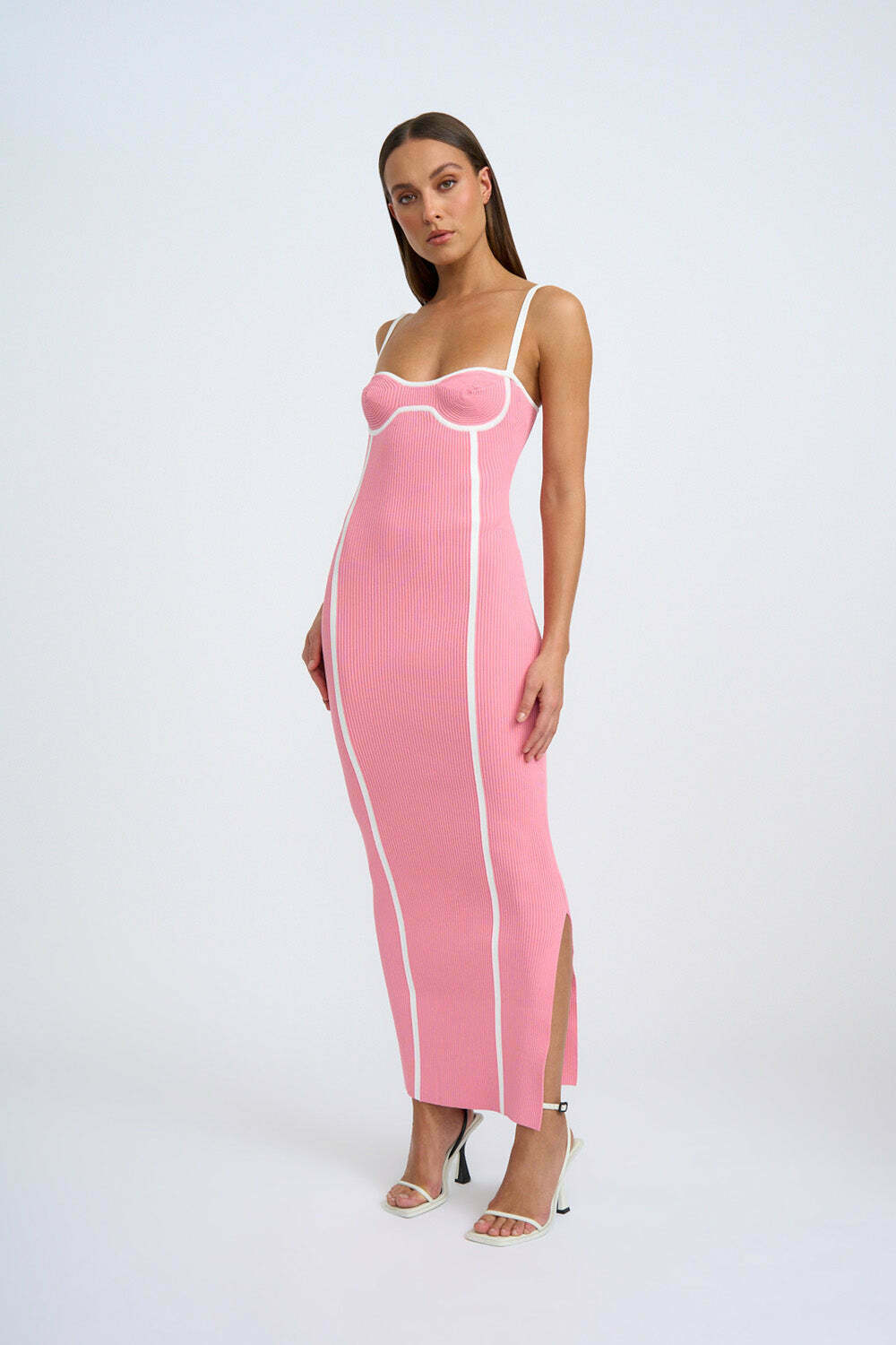 Nautilus Swirl Knit Midi Dress - Pink Ivory