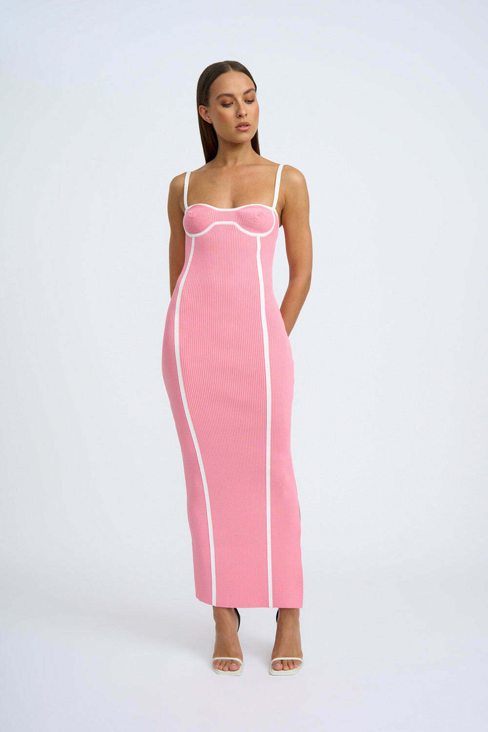 Nautilus Swirl Knit Midi Dress - Pink Ivory
