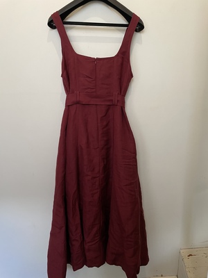 Aje. Clay Belted MIDI Dress Burgundy - AirRobe Aje. Clay Belted MIDI Dress Burgundy - AirRobe