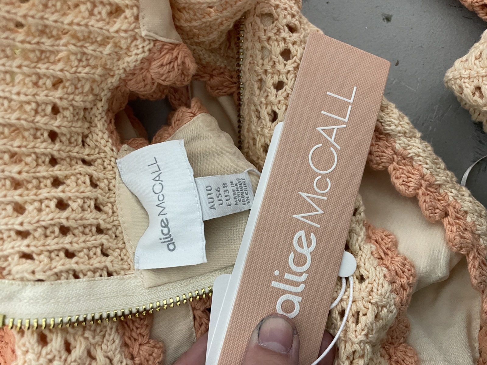 white christmas dresses Alice McCall Knitted Beige Dress Ruffle Hem with Zipper - BOPF main image 0
