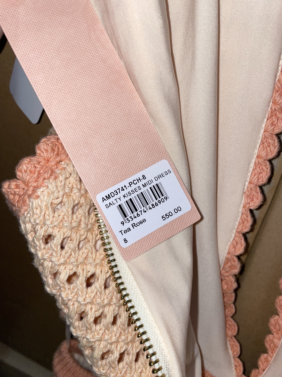 BNWT TEA ROSE SALTY KISSES MIDI DRESS - SIZE 8 AU/4 US (RRP $550)