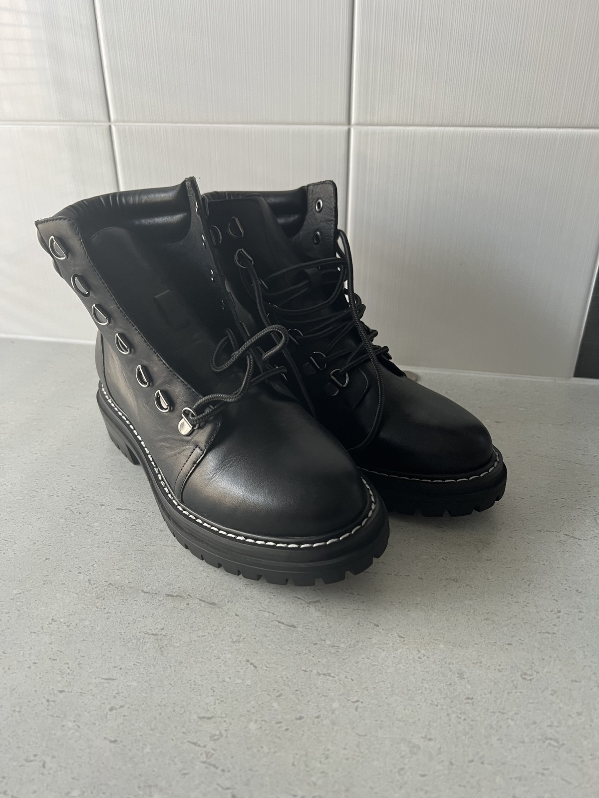 Jo Mercer Flat Black Boot NEVADA MID ANKLE BOOTS BLACK LEATHER Jo