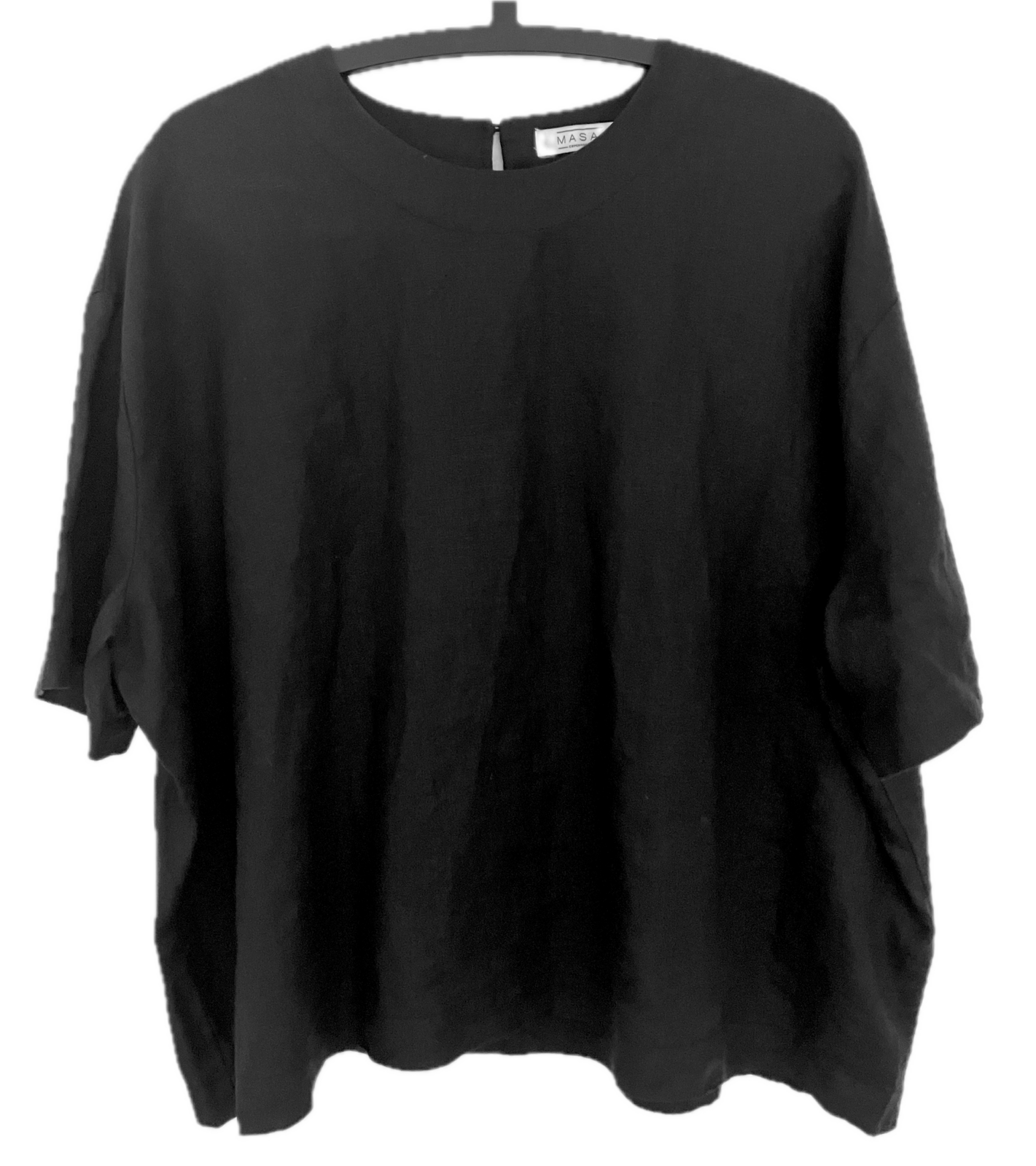 box fit black linen top