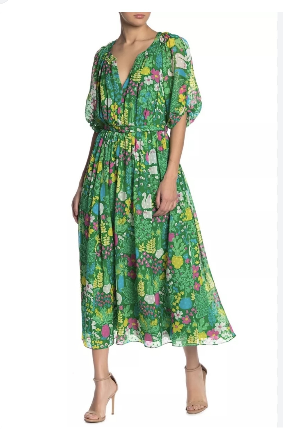 Kate Spade Garden Posy Silk Dress In Desert Palm - AirRobe