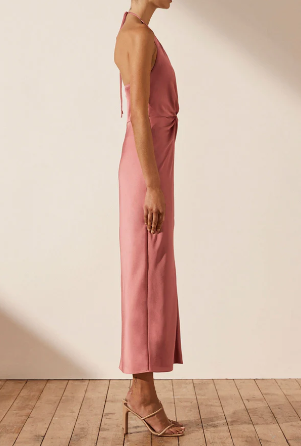 Luxe twist midi halter dress