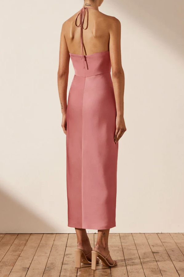 Luxe twist midi halter dress