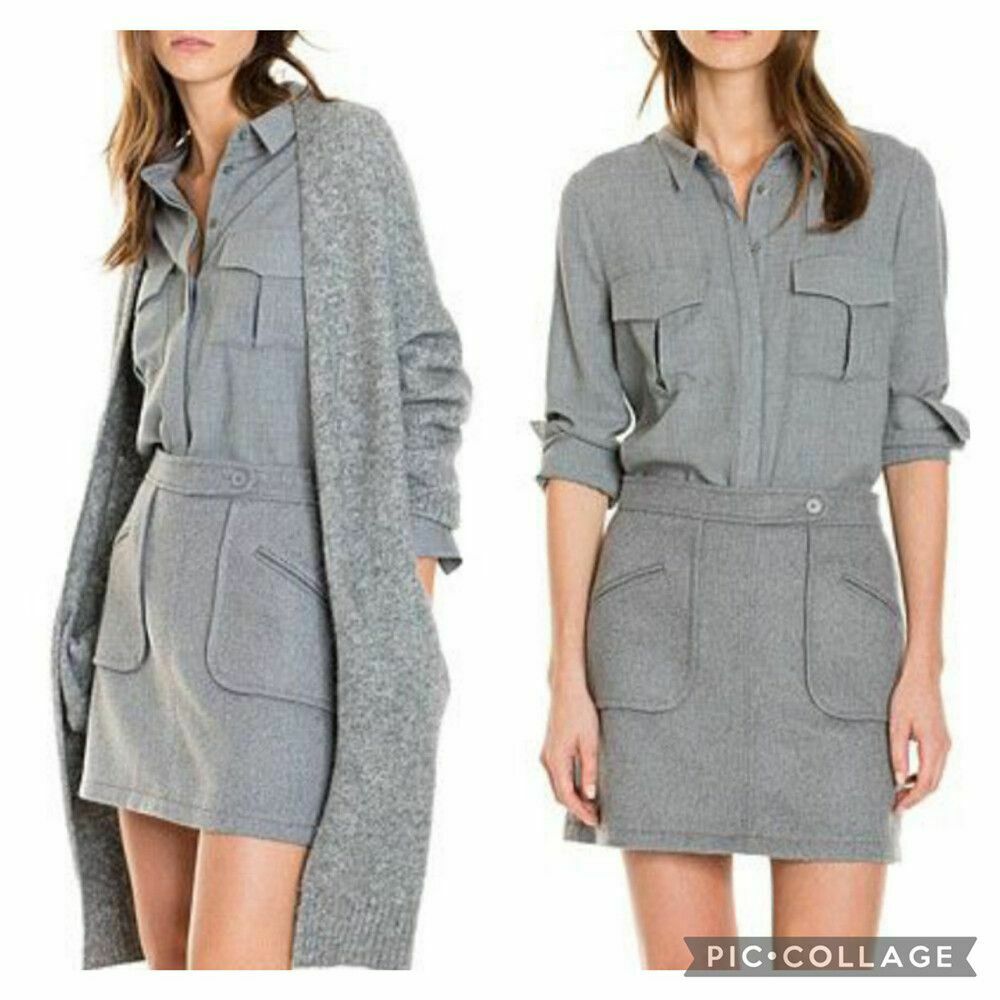  Felted Wool Grey Marle Winter High Waisted Mini Skirt