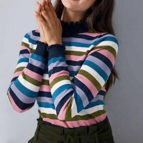 Pippi Stripe Metallic Rainbow Knit Sweater Jumper