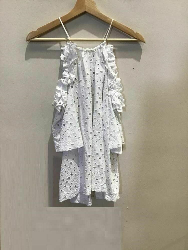 White Broderie Cold Shoulder Top Blouse NWT RRP$139